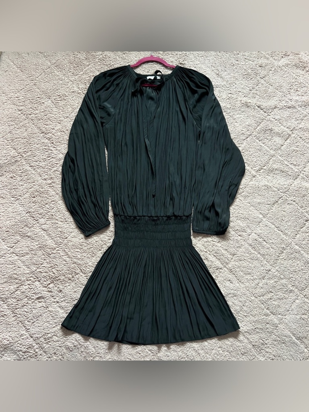 Ramy Brook‎ Paris Blouson Smocked Waist Mini Dress Preppy Elegant Old Money Sz S